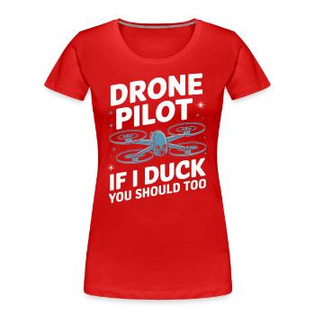 Dronen Pilot Quadrocopter Drone - Frauen Premium Bio T-Shirt - Rot - Vorne - Mia (176cm)