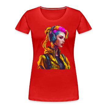 Cyberpunk girl - T-shirt bio Premium Femme - rouge - Devant - Mia (176cm)