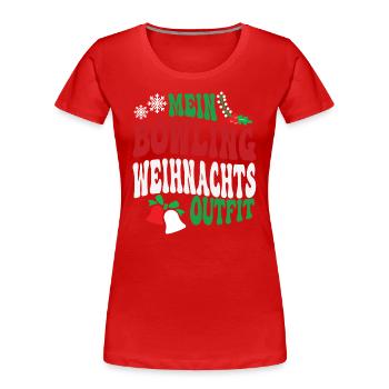 Bowling Weihnachten Outfit Bowlingspieler XMAS - Frauen Premium Bio T-Shirt - Rot - Vorne - Mia (176cm)