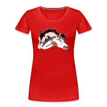 Paar Pferde - Frauen Premium Bio T-Shirt - Rot - Vorne - Mia (176cm)