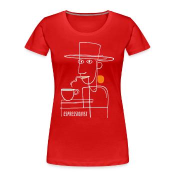 Espressionist - Espresso - Kaffee trinken - Frauen Premium Bio T-Shirt - Rot - Vorne - Mia (176cm)