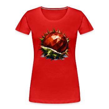 Polygon Kastanie: Herbstlicher Laubbaum in - Frauen Premium Bio T-Shirt - Rot - Vorne - Mia (176cm)