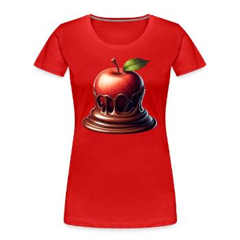 Schokoladen-Apfel-Fusion Schmelzendes Design - Frauen Premium Bio T-Shirt - Rot - Vorne - Mia (176cm)