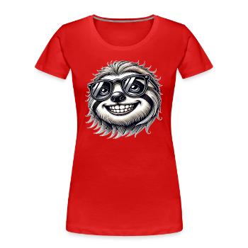 Cooles Faultier Sonnenbrille Sommer Cartoon - Frauen Premium Bio T-Shirt - Rot - Vorne - Mia (176cm)