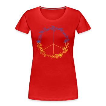 PEACE UKRAINE - Floral Edition - Symbol - Women's Premium Organic T-Shirt - red - Front - Mia (176cm)