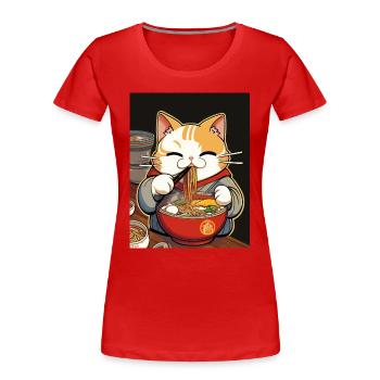 Katze Japanische Ramen Otaku Anime - Frauen Premium Bio T-Shirt - Rot - Vorne - Mia (176cm)