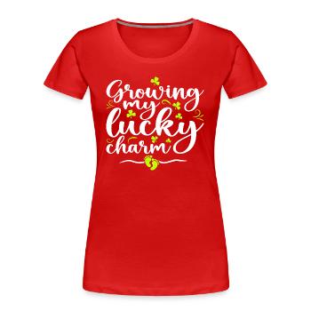 Growing My Lucky Charm St. Patrick's Day - Frauen Premium Bio T-Shirt - Rot - Vorne - Mia (176cm)