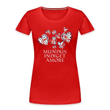 mundus indiget amore e 260 - Frauen Premium Bio T-Shirt - Rot - Vorne - Mia (176cm)