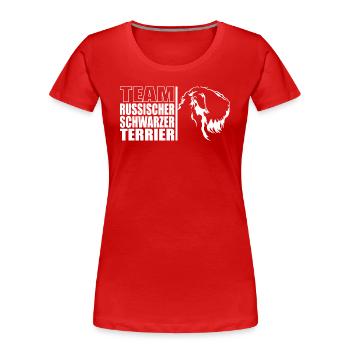 TEAM Russischer Schwarzer Terrier Hunde Wilsigns - Frauen Premium Bio T-Shirt - Rot - Vorne - Mia (176cm)