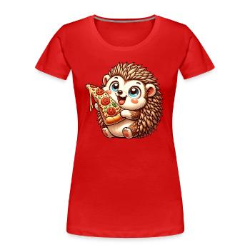 Niedlicher Igel Pizza Liebhaber Comic Italienische - Frauen Premium Bio T-Shirt - Rot - Vorne - Mia (176cm)