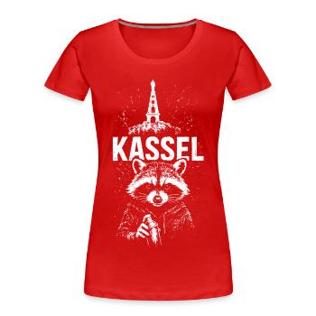 Kassel Herkules Waschbär Kassel - Frauen Premium Bio T-Shirt - Rot - Vorne - Mia (176cm)