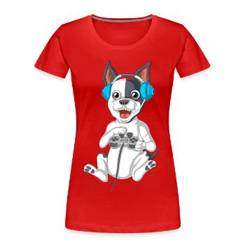 Cute French Bulldog Gamer Funny Video Game Dog - Women's Premium Organic T-Shirt - red - Front - Mia (176cm)