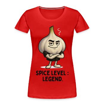Knoblauch Legend Level Garlic Motiv Illustration - Frauen Premium Bio T-Shirt - Rot - Vorne - Mia (176cm)