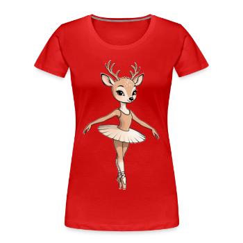 Deer Ballet Dancer Illustration - Women's Premium Organic T-Shirt - red - Front - Mia (176cm)