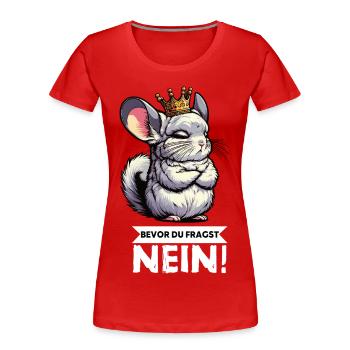 Avant que vous ne demandiez à la chinchilla, chinchilla, rongeur - T-shirt bio Premium Femme - rouge - Devant - Mia (176cm)