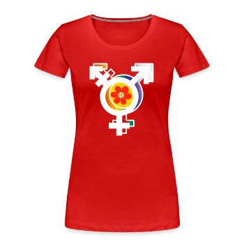 Transgender und LGBTQ+ - Frauen Premium Bio T-Shirt - Rot - Vorne - Mia (176cm)