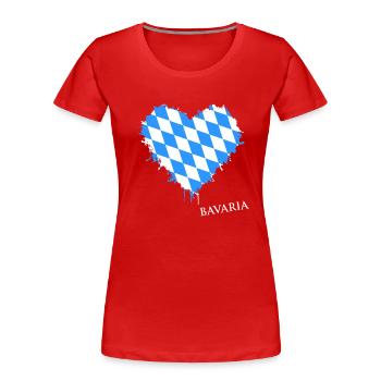 Bayern Herz Bavaria - Frauen Premium Bio T-Shirt - Rot - Vorne - Mia (176cm)