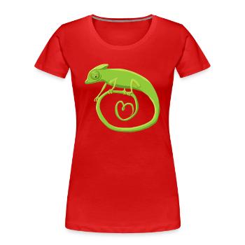 Caméléon sonnant avec le cœur - T-shirt bio Premium Femme - rouge - Devant - Mia (176cm)