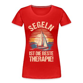 Segeln Therapie Retro Segelboot Skipper Segler - Frauen Premium Bio T-Shirt - Rot - Vorne - Mia (176cm)