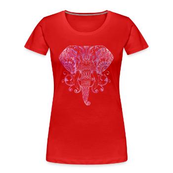 MANDALA ELEFANT GANESHA BUDDHISMUS - Frauen Premium Bio T-Shirt - Rot - Vorne - Mia (176cm)