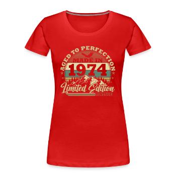 1974 born Vintage Geburtstg Retro - Women's Premium Organic T-Shirt - red - Front - Mia (176cm)