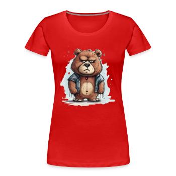 Grumpy Teddy - Women's Premium Organic T-Shirt - red - Front - Mia (176cm)