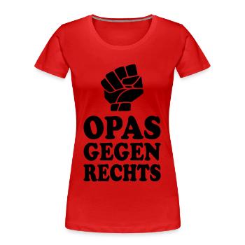 Opas gegen rechts - Frauen Premium Bio T-Shirt - Rot - Vorne - Mia (176cm)
