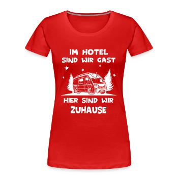 Camping Kastenwagen Shirt - Frauen Premium Bio T-Shirt - Rot - Vorne - Mia (176cm)