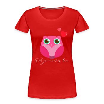 Eule Uhu - Frauen Premium Bio T-Shirt - Rot - Vorne - Mia (176cm)
