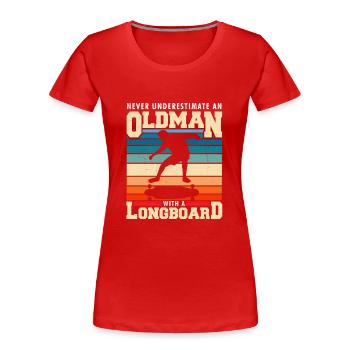 Longboard - Frauen Premium Bio T-Shirt - Rot - Vorne - Mia (176cm)