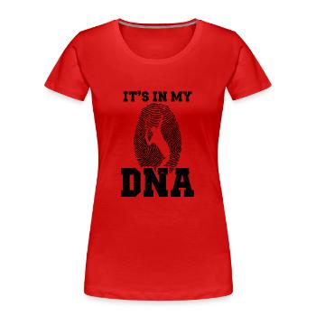 Tennis DNA | Spieler Team Trainer Sport Geschenke - Frauen Premium Bio T-Shirt - Rot - Vorne - Mia (176cm)