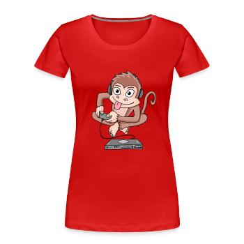 Affe spielt Videospiele - Frauen Premium Bio T-Shirt - Rot - Vorne - Mia (176cm)