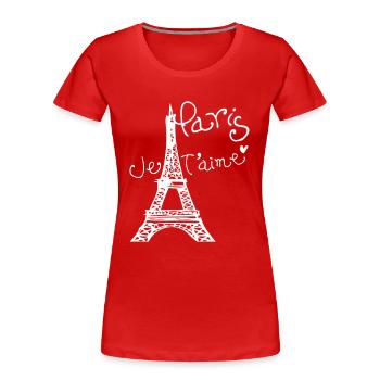 Paris Je T'aime Eiffelturm - Frauen Premium Bio T-Shirt - Rot - Vorne - Mia (176cm)