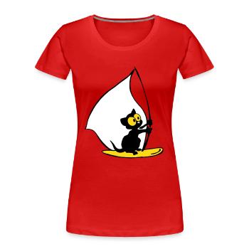 Georgie Kätzchen segelt - Frauen Premium Bio T-Shirt - Rot - Vorne - Mia (176cm)