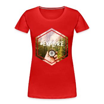 #Explorer - T-shirt bio Premium Femme - rouge - Devant - Mia (176cm)