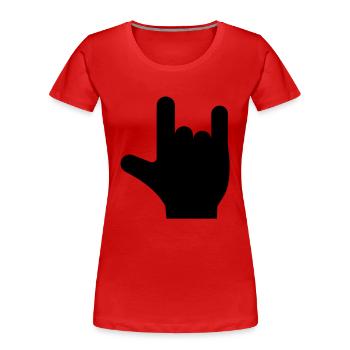 Rock n Roll Hand - Frauen Premium Bio T-Shirt - Rot - Vorne - Mia (176cm)