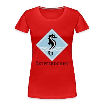 Seepferdchen - Frauen Premium Bio T-Shirt - Rot - Vorne - Mia (176cm)