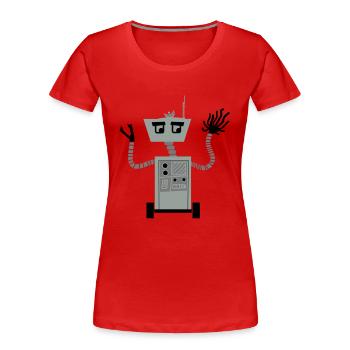 Roboter - Frauen Premium Bio T-Shirt - Rot - Vorne - Mia (176cm)