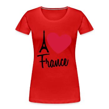 I Love France Eiffel Tower Paris - T-shirt bio Premium Femme - rouge - Devant - Mia (176cm)