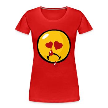 Smiley Sadness Heartbroken - Frauen Premium Bio T-Shirt - Rot - Vorne - Mia (176cm)