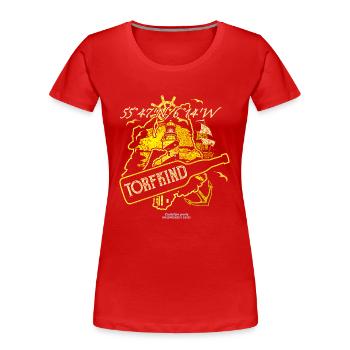 Whisky Torfkind gelb mit Umriss der Insel Islay - Frauen Premium Bio T-Shirt - Rot - Vorne - Mia (176cm)