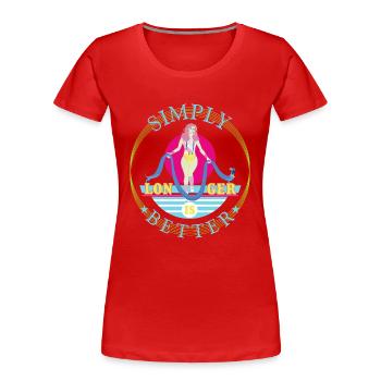 Einfach länger ist besser. - Frauen Premium Bio T-Shirt - Rot - Vorne - Mia (176cm)