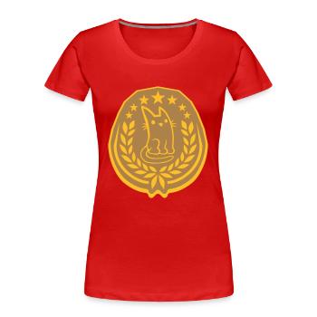 Logo Lorbeerkranz Katze Edel - Frauen Premium Bio T-Shirt - Rot - Vorne - Mia (176cm)