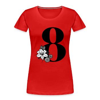 Number 8 - Women's Premium Organic T-Shirt - red - Front - Mia (176cm)