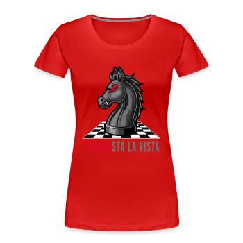 jeu d’échecs en damier - T-shirt bio Premium Femme - rouge - Devant - Mia (176cm)