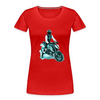 Motorcyclist Nakedbike light blue - Women's Premium Organic T-Shirt - red - Front - Mia (176cm)