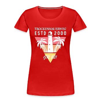 Mallorca Trockenmauerweg GR 221 wandern Geschenk - Frauen Premium Bio T-Shirt - Rot - Vorne - Mia (176cm)