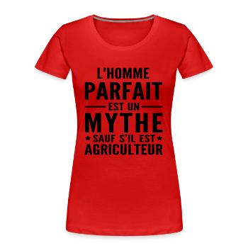 l homme parfait est agriculteur - T-shirt bio Premium Femme - rouge - Devant - Mia (176cm)