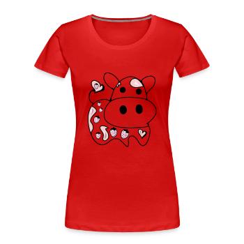 Dessin au trait - Vache - T-shirt bio Premium Femme - rouge - Devant - Mia (176cm)