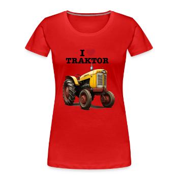 I LOVE TRAKTOR - Frauen Premium Bio T-Shirt - Rot - Vorne - Mia (176cm)